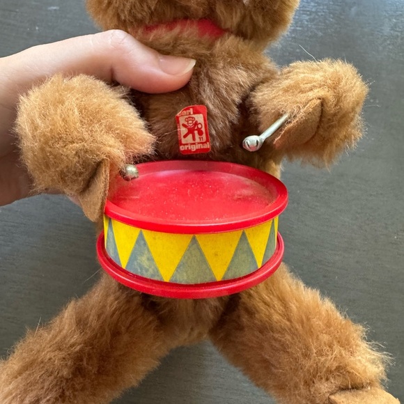 Original Vintage Fur Plush Bear Mechanical Wind Up Toy Drummer Max Carl Germany - Picture 7 of 7